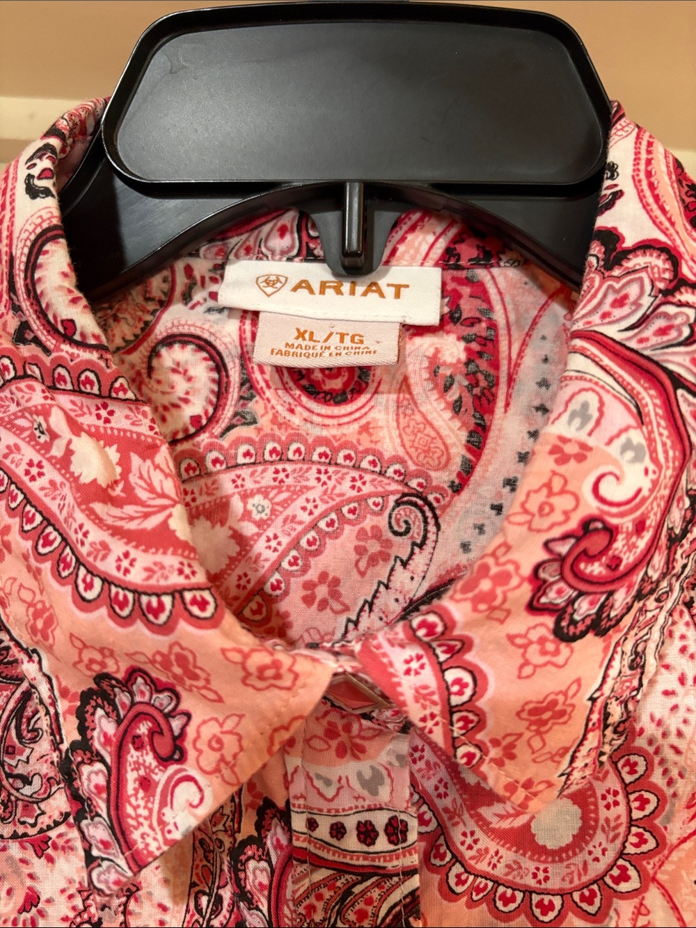 Ariat Pink Paisley Print Button-Front Blouse - Picture 2 of 6
